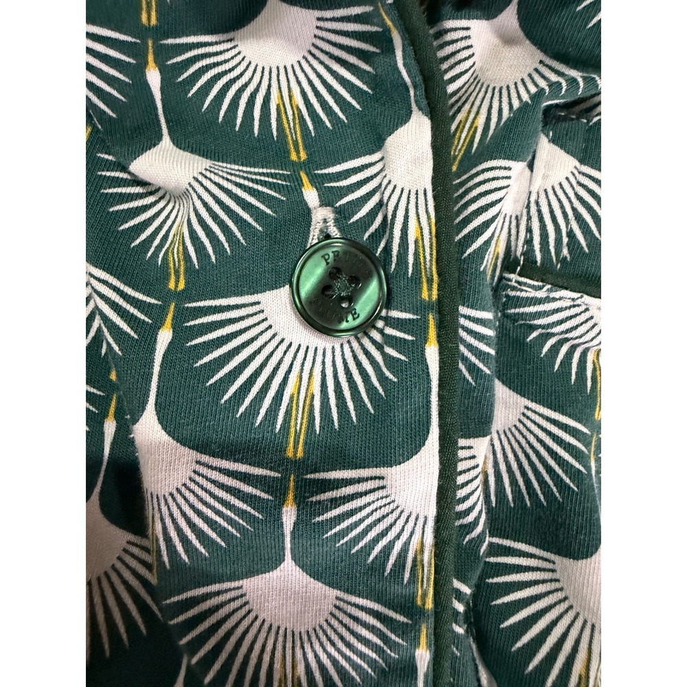 Petite Plume Womens XS Pima Cotton Nightshirt Green White Crane Sleep Shirt - Picture 15 of 16